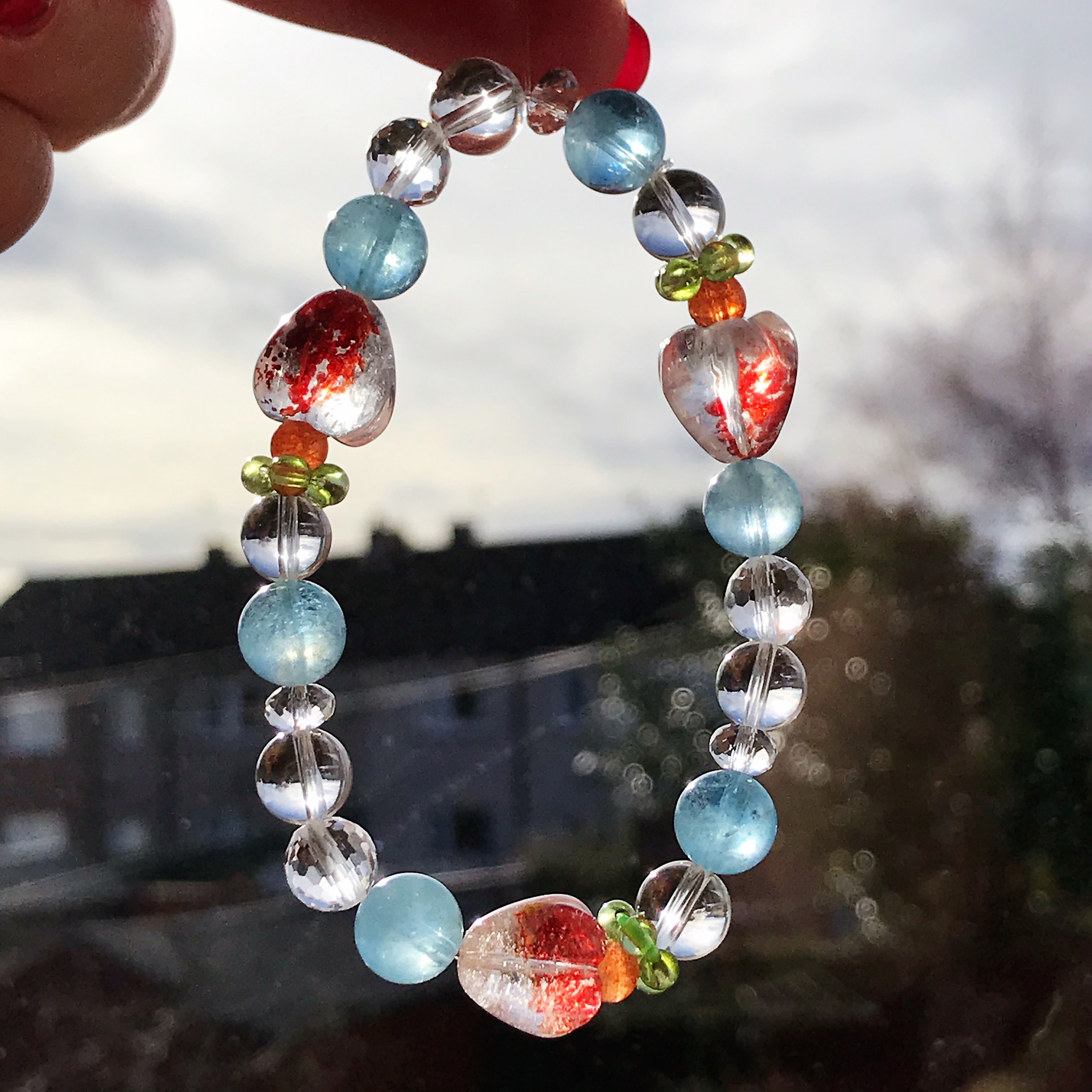 イギリス発送 限定品 天然オーロラクォーツブレスレット オーロラ  