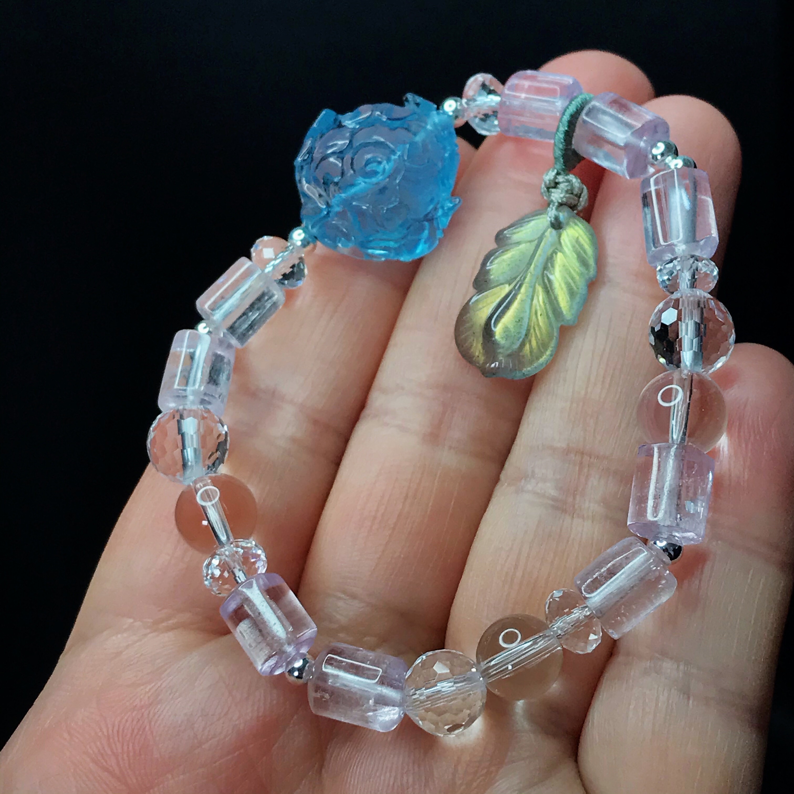 イギリス発送　春テーマ　天然石ブレスレット  一期一会　縁起物