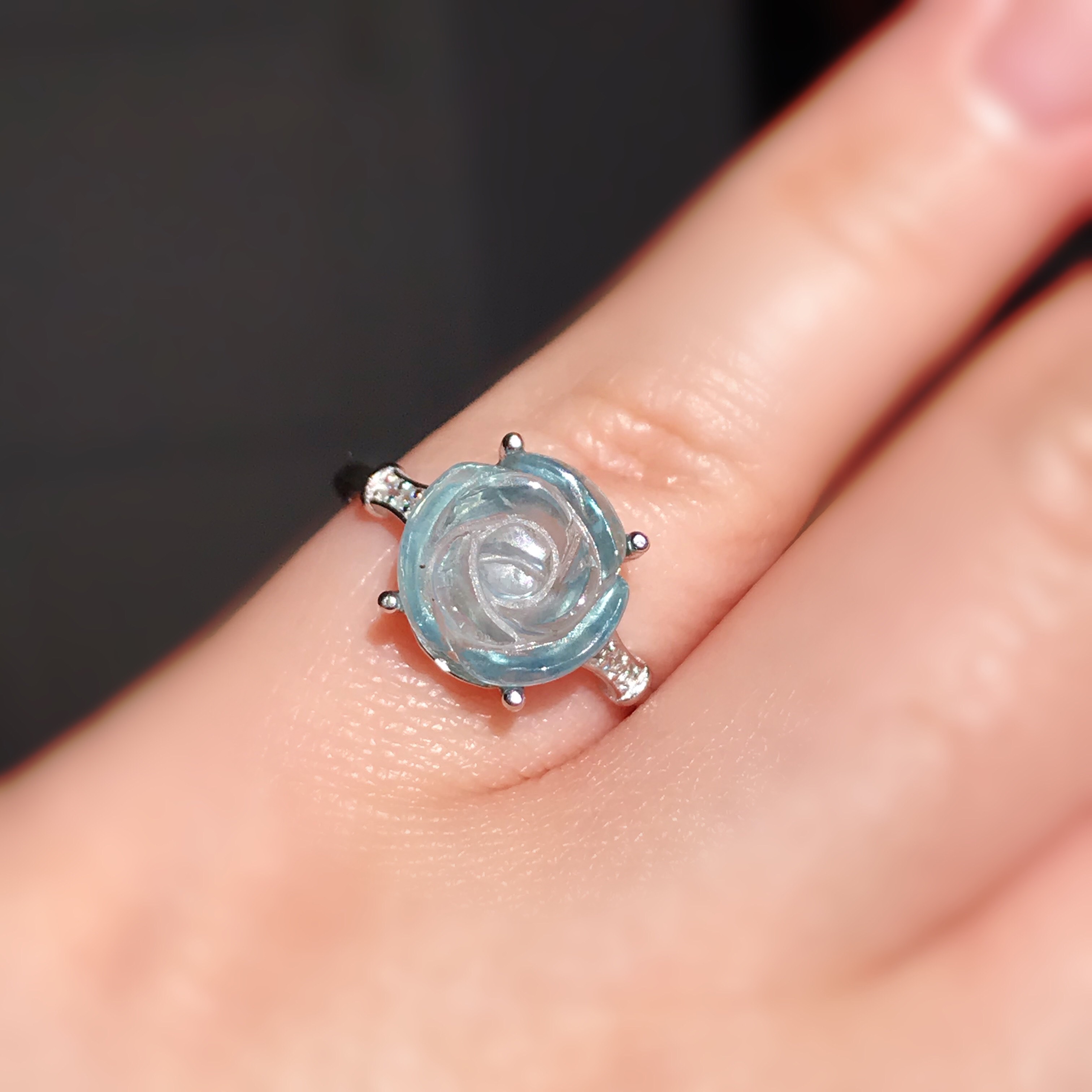 イギリス発送　透明度抜群 トップグレード　天然サンタマリアアクアマリン リング　縁起いい 天然石