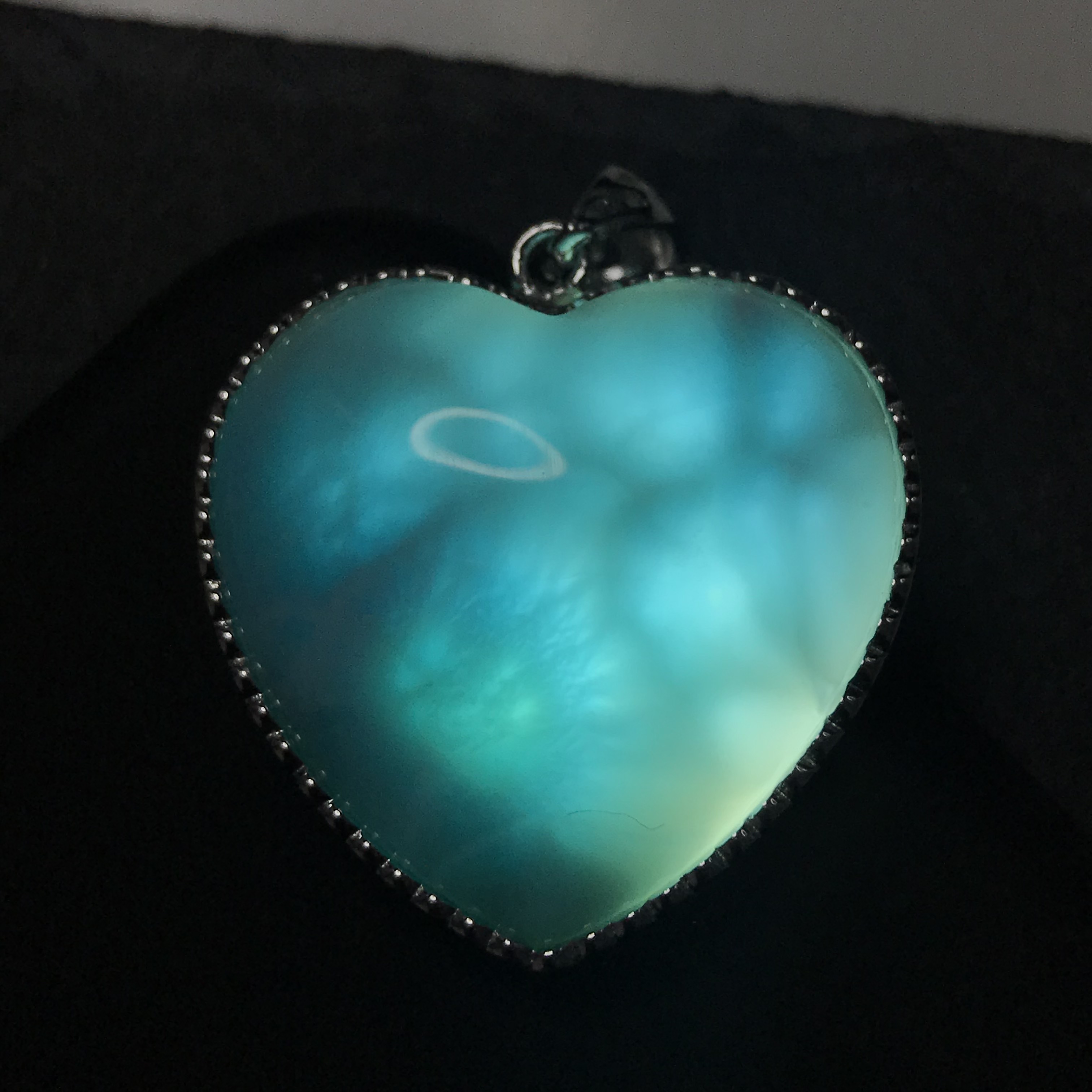 イギリス発送　トップグレード 宝石質 ハートラリマー ペンダント カリビアンブルー Silver925 海 ハワイ