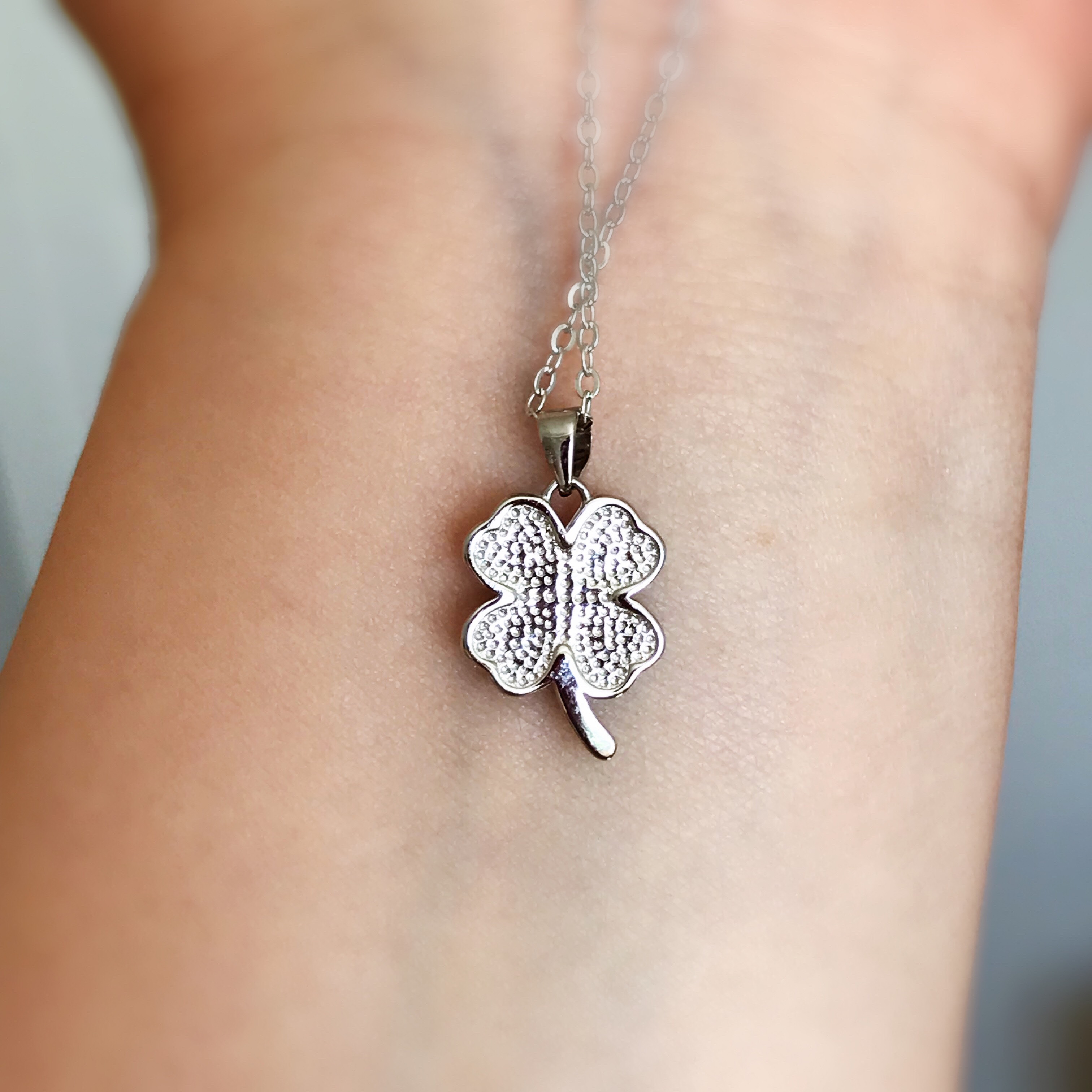 イギリス発送　ハイクォリティ 天然 マルチカラートルマリンネックレス　虹色　クローバーネックレス　Silver925