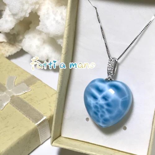 ♡大きめハートラリマー♡ネックレス Heart Larimar necklace | IRIEBEACH