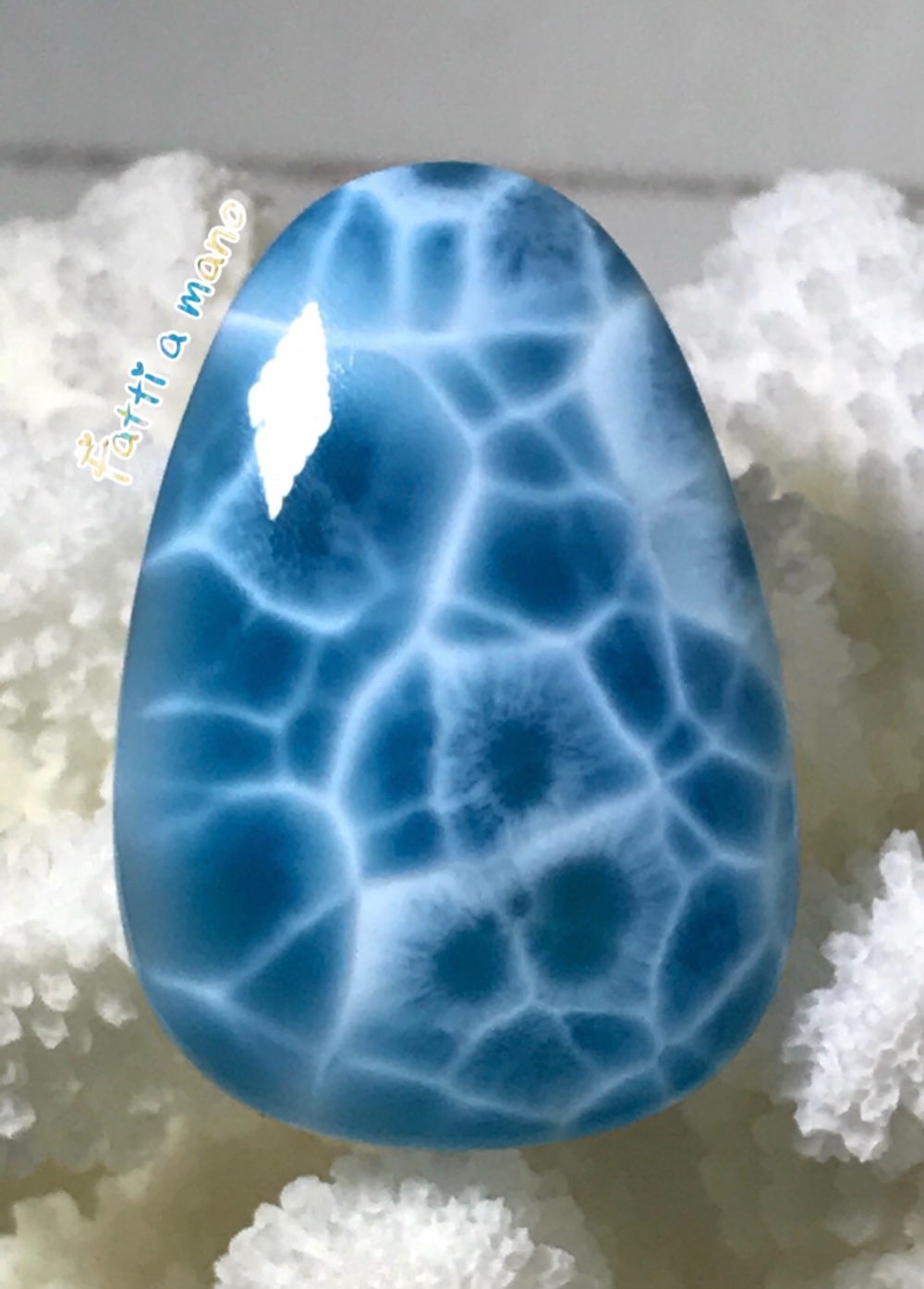 ❤︎最高グレードbig4.3cm　綺麗な波模様＆高度な透明感のあるラリマーカボション　ルース