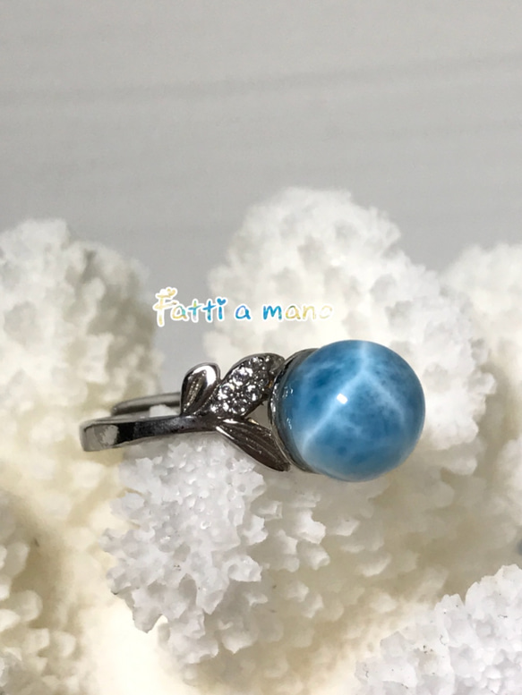 sold♡海のお守り♡透き通った青い地球 9mm丸玉 ラリマーリングSilver925 ハイクオリティ 指輪 ハワイ 3枚目の画像