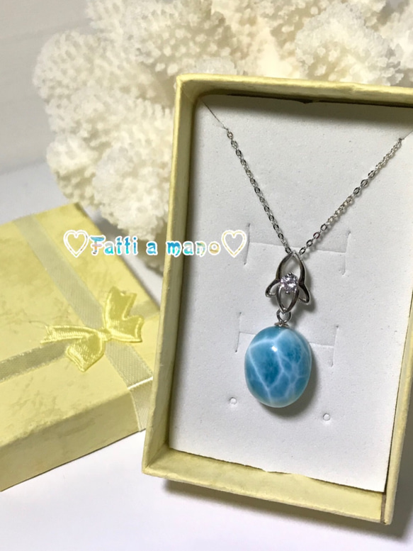 ❤︎幸せを呼び込んでくれる❤︎ 綺麗な模様＆カリビアンブルー　ラリマーペンダント Silver925 海 ハワイ 夏 5枚目の画像