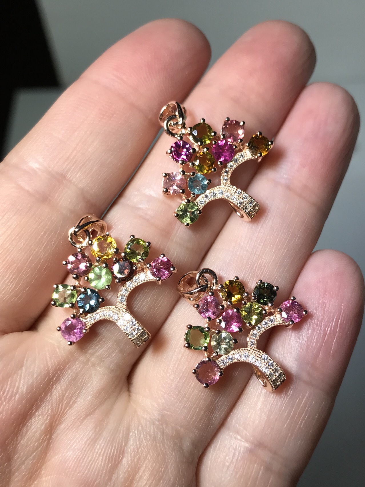 【美品】高品質 トルマリン マルチカラーネックレス 天然石 シルバー刻印有り マルチカラートルマリンネックレス