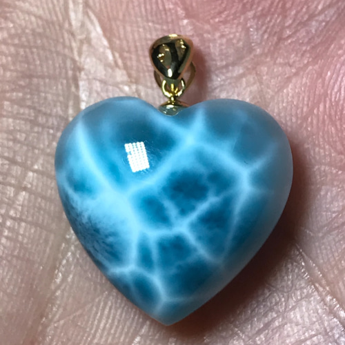 ♡ぷっくり可愛い人魚の心♡ 18k ハート型ラリマーペンダント