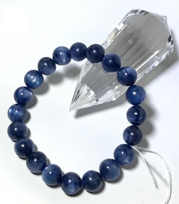 約9.8mm 天然最後グレード カイヤナイト ブレスレット キャッツアイ　染色無し