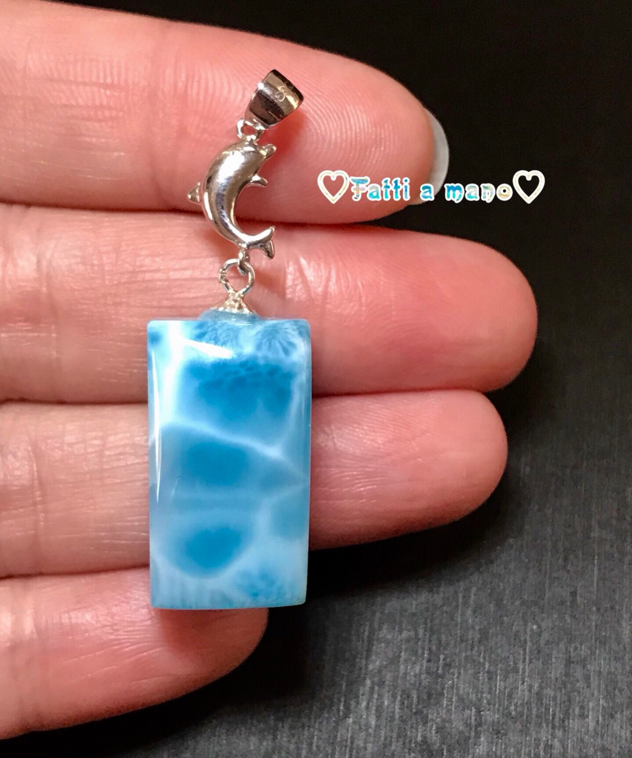 一期一会 ハイクォリティ❤︎幸せを呼び込んでくれる❤︎ 綺麗な模様＆カリビアンブルー イルカ ラリマー