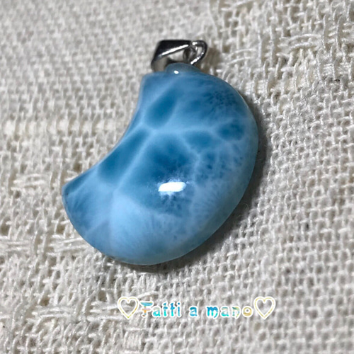 値下げ 特大 ラリマー 三日月 ペンダント