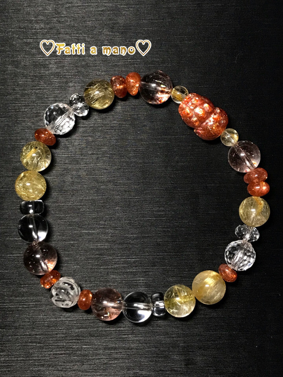 イギリス発送 トップグレード豪華貔貅ブレスレット サンストーン