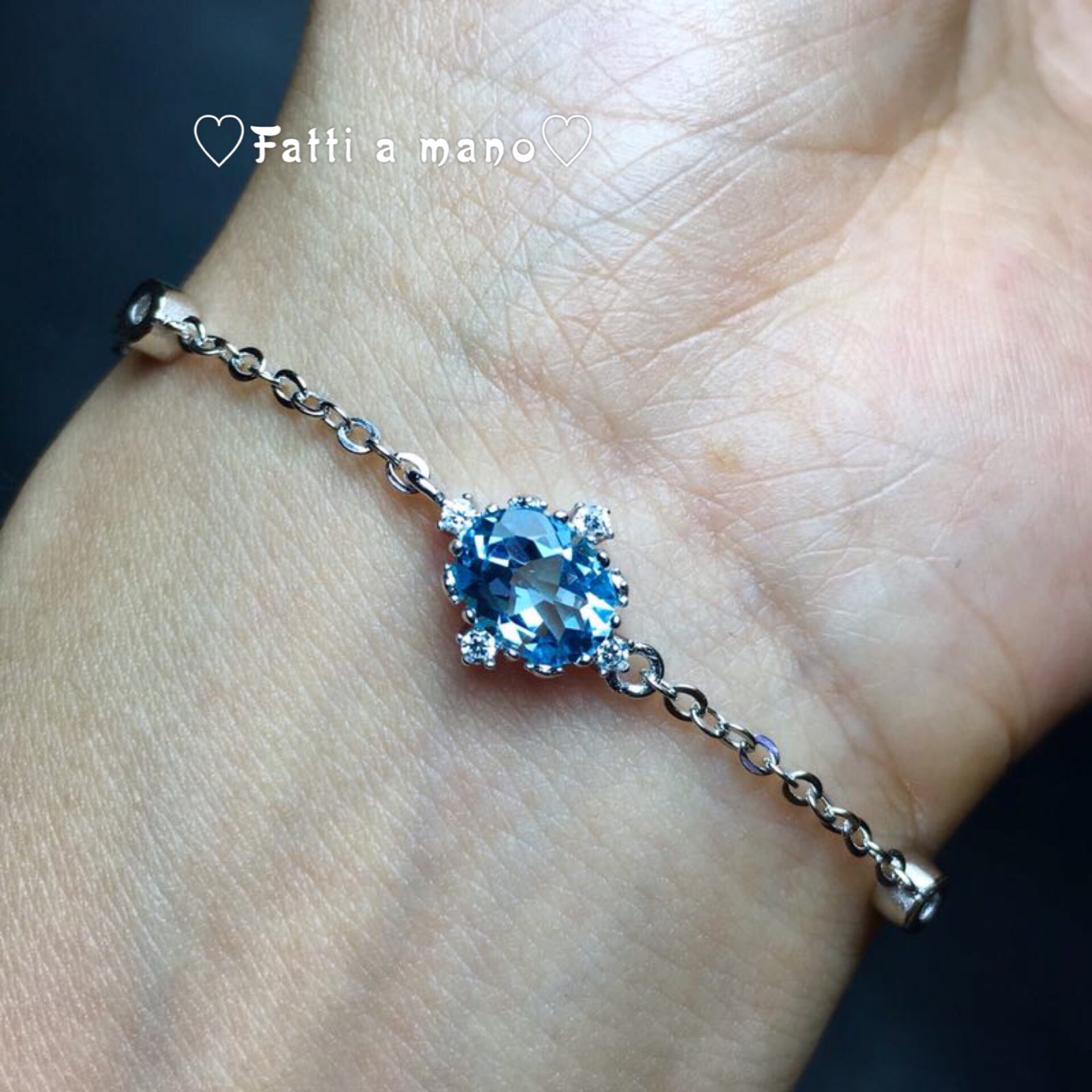 お買い得 カット天然ブルートパーズブレスレット 1.5ct Silver925