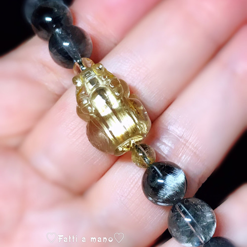 極上品）金タイチン、プラチナ、24純金ビーズパワーストーンブレスレット