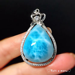 イギリス発送 入手困難AAA+ ラリマーハート 綺麗な波模様＆カリビアン