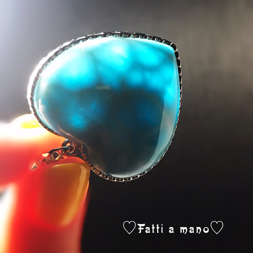 ラリマーハート♡ペンダントトップ ハイクオリティ sv925 両面美しい✨ ラリマーハート♡ペンダントトップ ハイクオリティ sv925 両面美しい