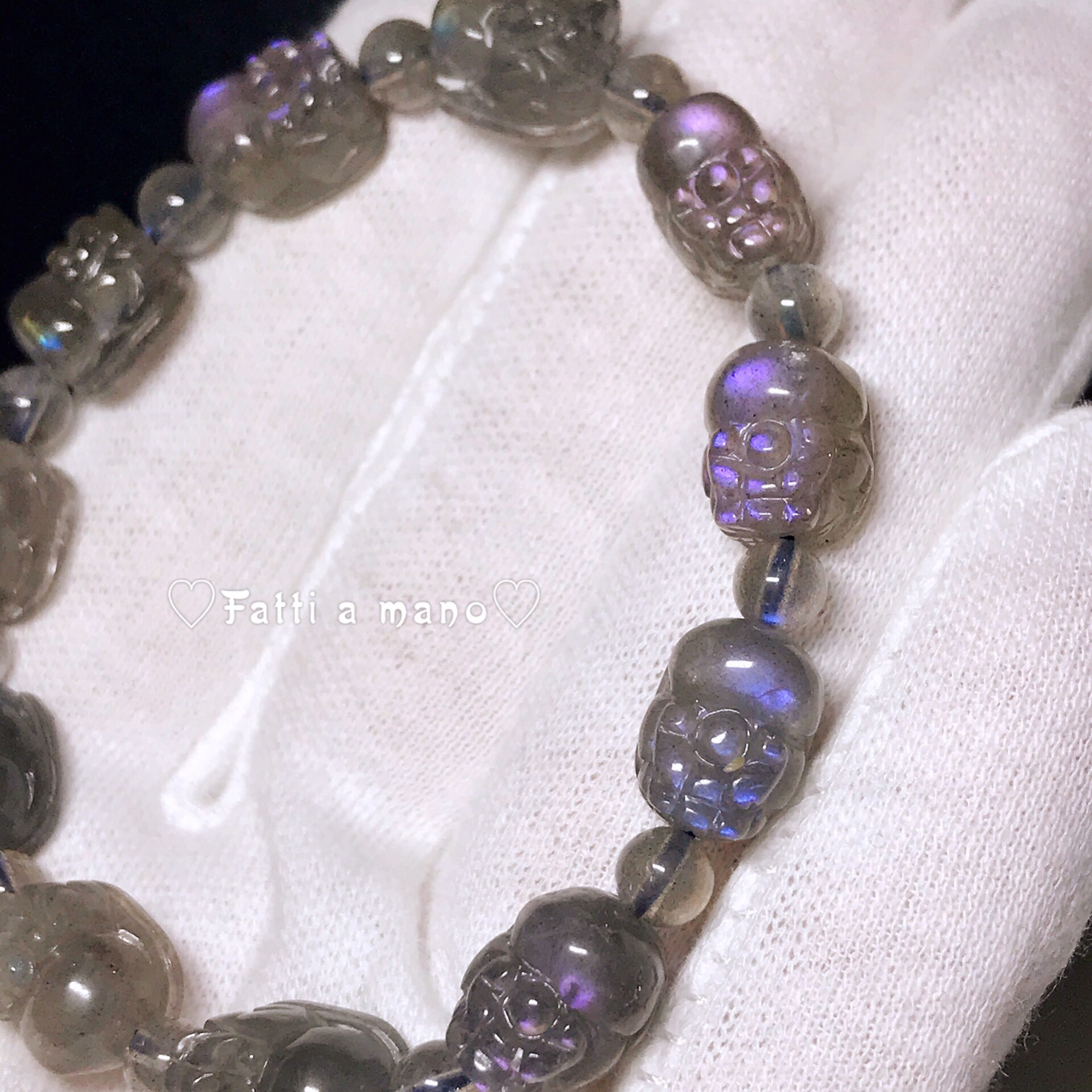 イギリス発送　限定一品 入手困難 SAグレード パープルラブラドライト 貔貅さんブレスレット 貴重品 豪華 入手困難