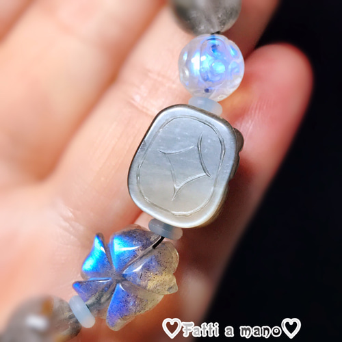 ムーンストーン　貔貅　ブレスレット　天然石　パワーストーン 天然石ブレスレット/貔貅（ヒキュウ）付ムーンストーン