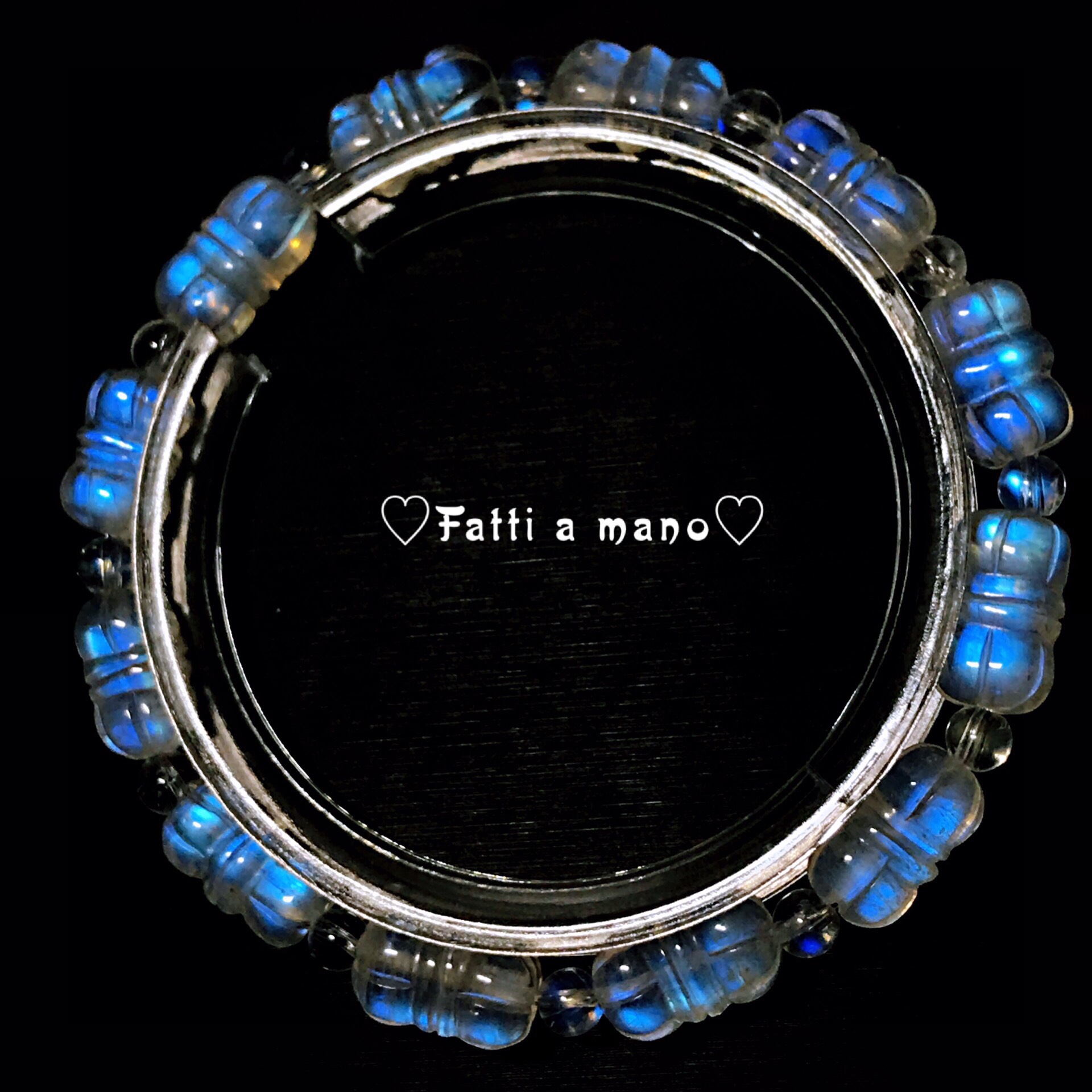 トップグレード 手彫りブルームンストーンブレスレット  月 豪華 綺麗 蓮の花