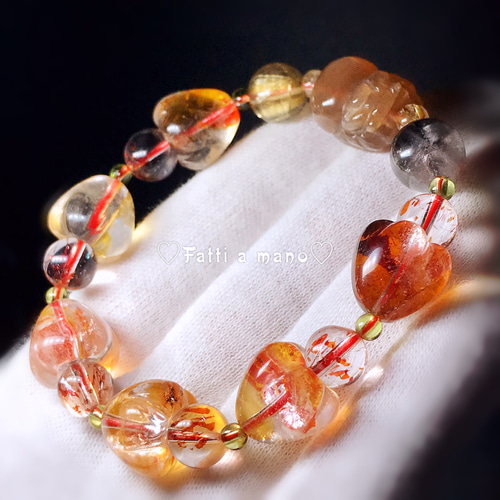 トップグレード いちご型オーロラクォーツ&レピドクロサイトイン  