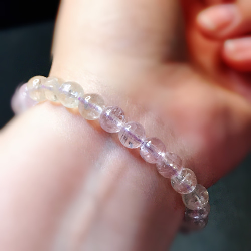 限定1本 トップグレード 透明度高いクンツァイト ブレスレット ピンク  