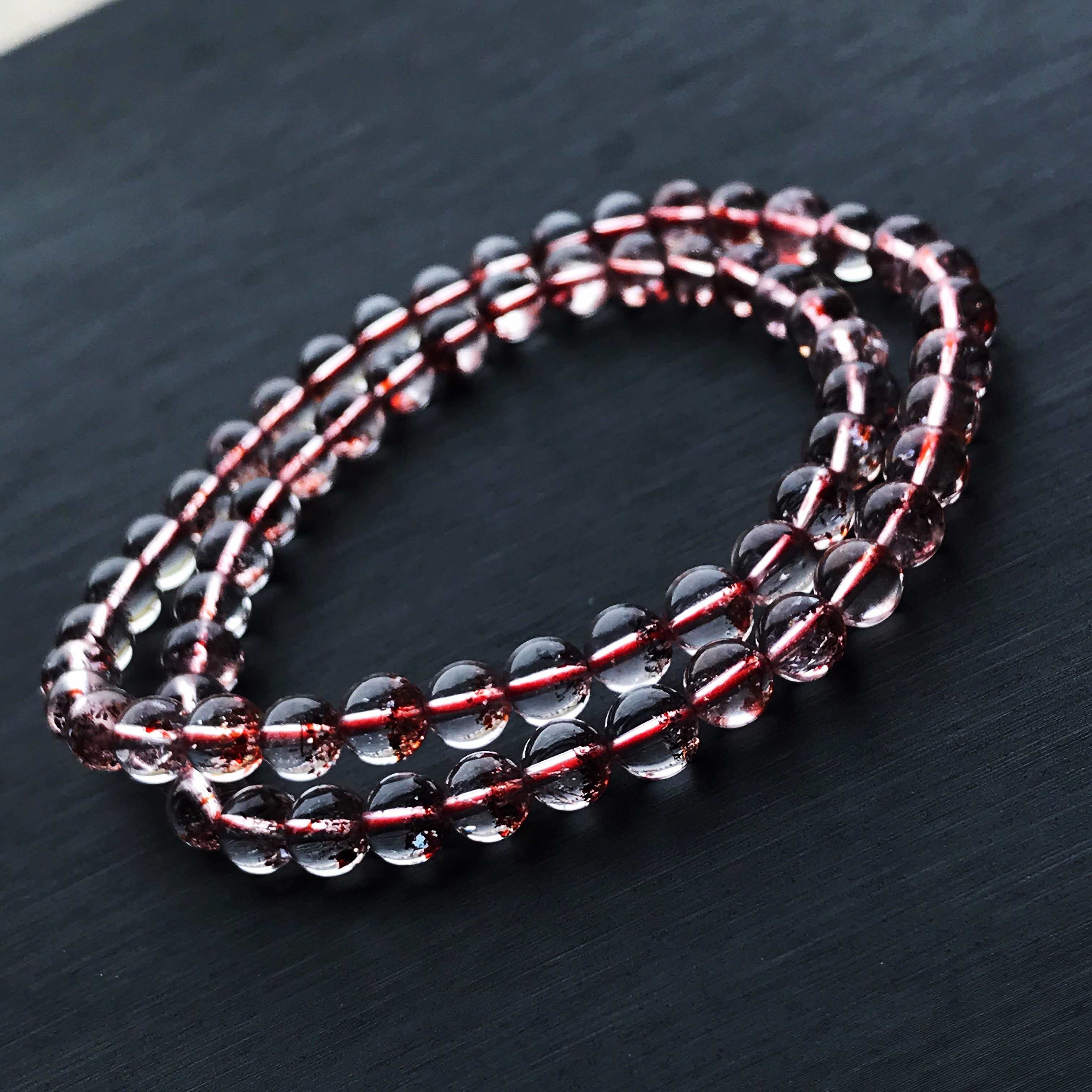 イギリス発送　レピドクロサイトインクォーツ  2連ブレスレット　トップグレード　一期一会　ファイアクォーツ