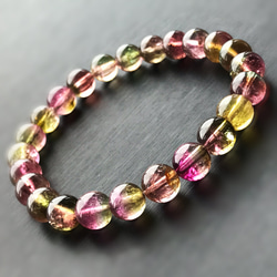 希少‼︎高品質‼︎メロントルマリンビーズ ストレッチブレスレット イギリス発送 限定一本 透明度高い ウォーターメロントルマリン