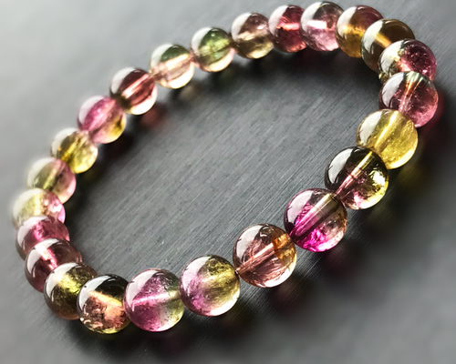 極美品♡うるうる艶々♡上質♡トルマリン♡k18♡編み込みブレスレット イギリス発送 限定一本 透明度高い ウォーターメロントルマリン