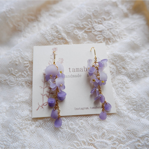 藤の花ピアス/イヤリング ピアス(フック・チェーン) tamaban 藤の花ピアス/イヤリング ピアス(フック・チェーン) tamaban