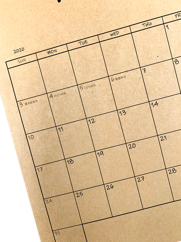 製本職人のカレンダー　シンプル　モノトーン　KRAFT（A4） 4枚目の画像