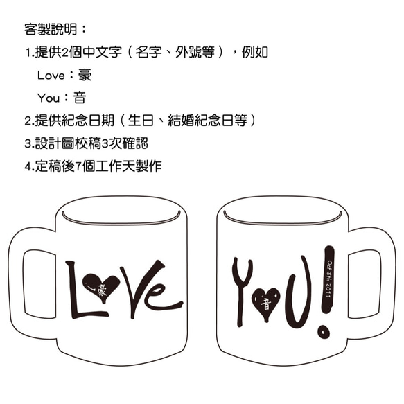 馬克杯 客製 Love You 生日 結婚紀念日 第5張的照片