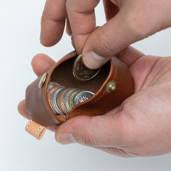 【本革】手乗り小銭入れ　たっぷり入るコインケース　オイルレザーと白ヌメ革のコンビ 人気・おすすめ｜使いやすい・旅行におすすめ 品質保証 全国発送 正規品・日本国内発送・安心保証付き