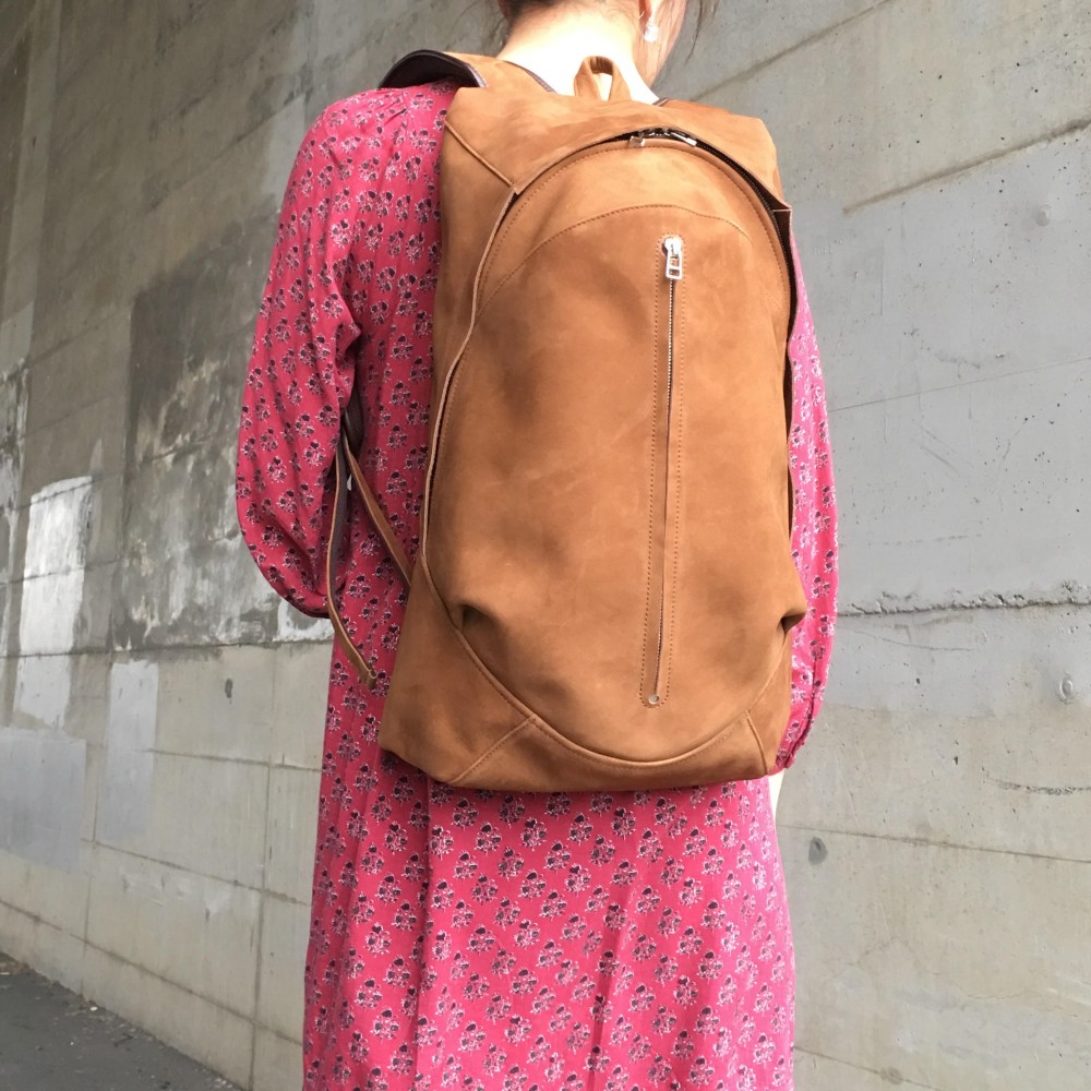 ダークブラウン レザーコンビ バックパック