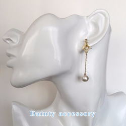 ◇195◇flower pearl earring／pierce 2枚目の画像