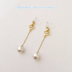 ◇195◇flower pearl earring／pierce 3枚目の画像