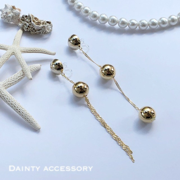 ◇338◇Asymmetry Gold chain Earring/Pierce 1枚目の画像