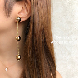 ◇338◇Asymmetry Gold chain Earring/Pierce 3枚目の画像