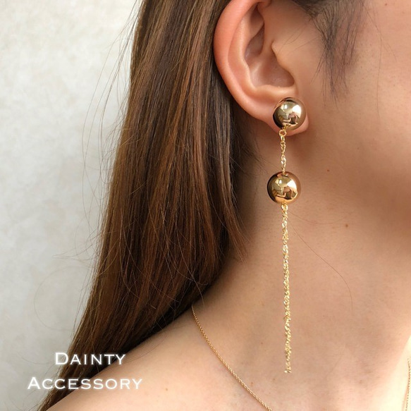 ◇338◇Asymmetry Gold chain Earring/Pierce 4枚目の画像