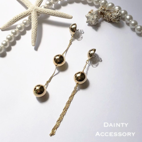 ◇338◇Asymmetry Gold chain Earring/Pierce 5枚目の画像