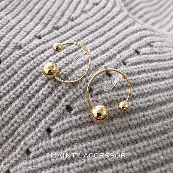 ◇350◇16KGP Double Ring イヤリング/ピアス 3枚目の画像