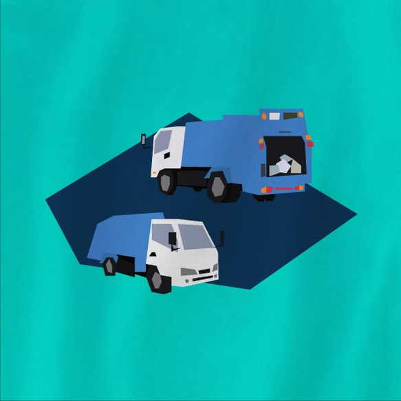 車Tシャツ-ゴミ収集車（アクア） 2枚目の画像