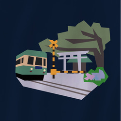 電車Tシャツ-あじさい咲く鎌倉 2枚目の画像