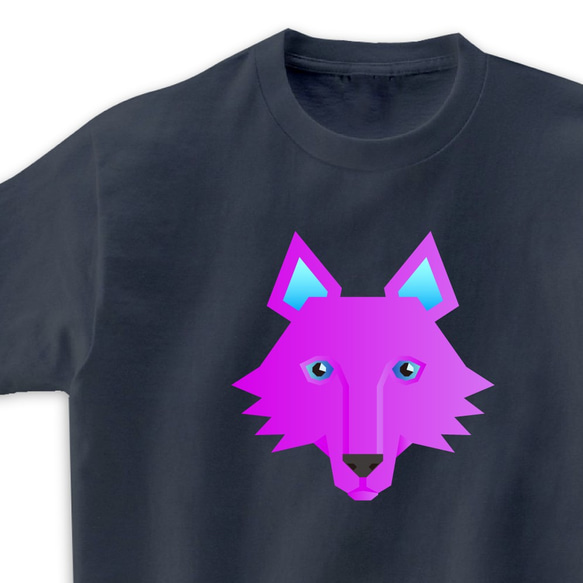 動物Tシャツ-オオカミ（デニムグレー） 3枚目の画像