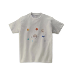 宇宙Tシャツ-太陽系（薄グレー） 1枚目の画像