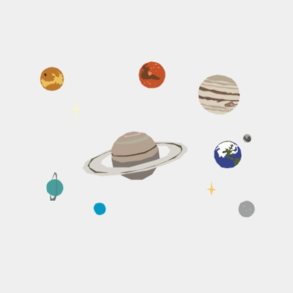 宇宙Tシャツ-太陽系（薄グレー） 2枚目の画像