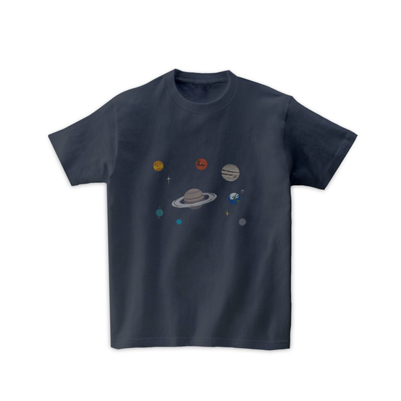 宇宙Tシャツ-太陽系（デニムグレー） 1枚目の画像