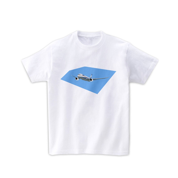 飛行機Tシャツ-空飛ぶ飛行機（白） 1枚目の画像