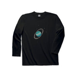 宇宙Tシャツ（長袖）-天王星（黒） 1枚目の画像