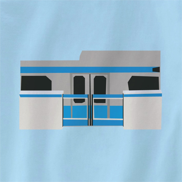 電車Tシャツ-ホームドア（ライトブルー） 2枚目の画像