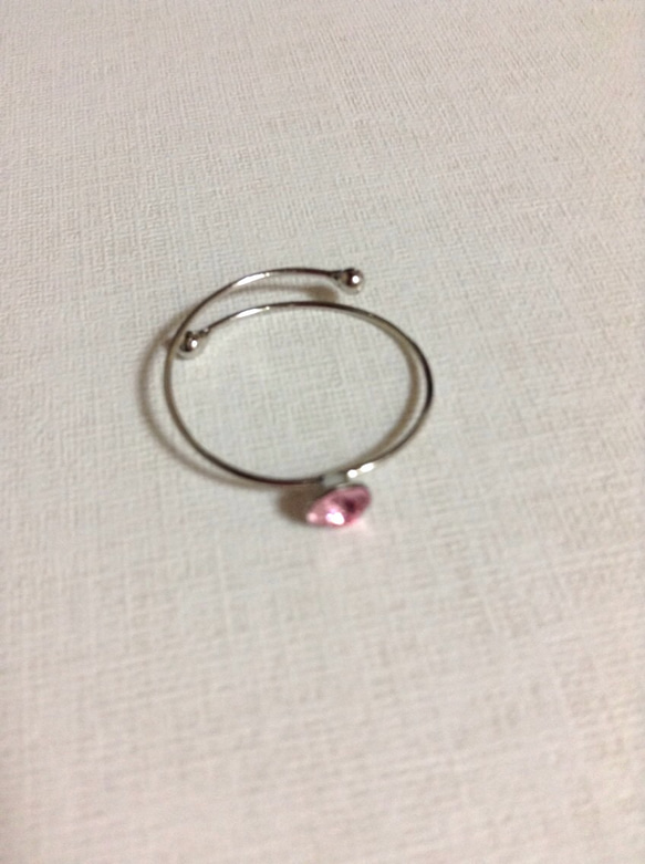 【SALE】1粒石の指輪/ コイルリング：サイズ＃１１～１４　ピンク 4枚目の画像
