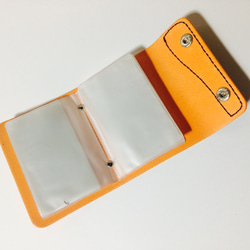 大容量カードケース オレンジ×スキモレザー 2枚目の画像
